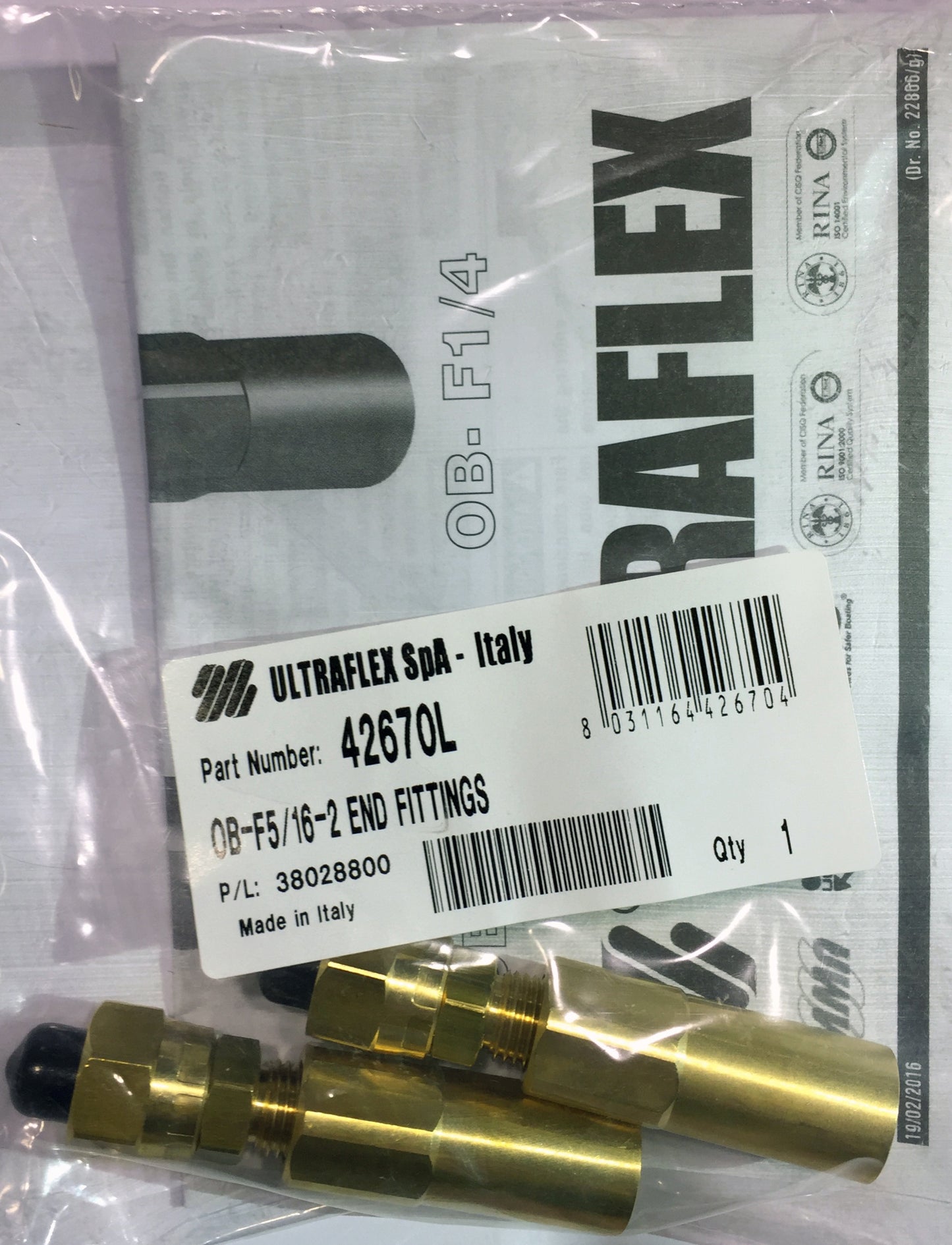 Slangetilkopling Ultraflex outb. m/mutter 3/8" gjenger