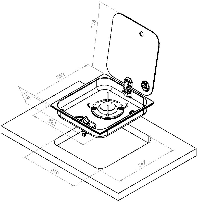 Stainless Steel Hob 1 gasskoketopp