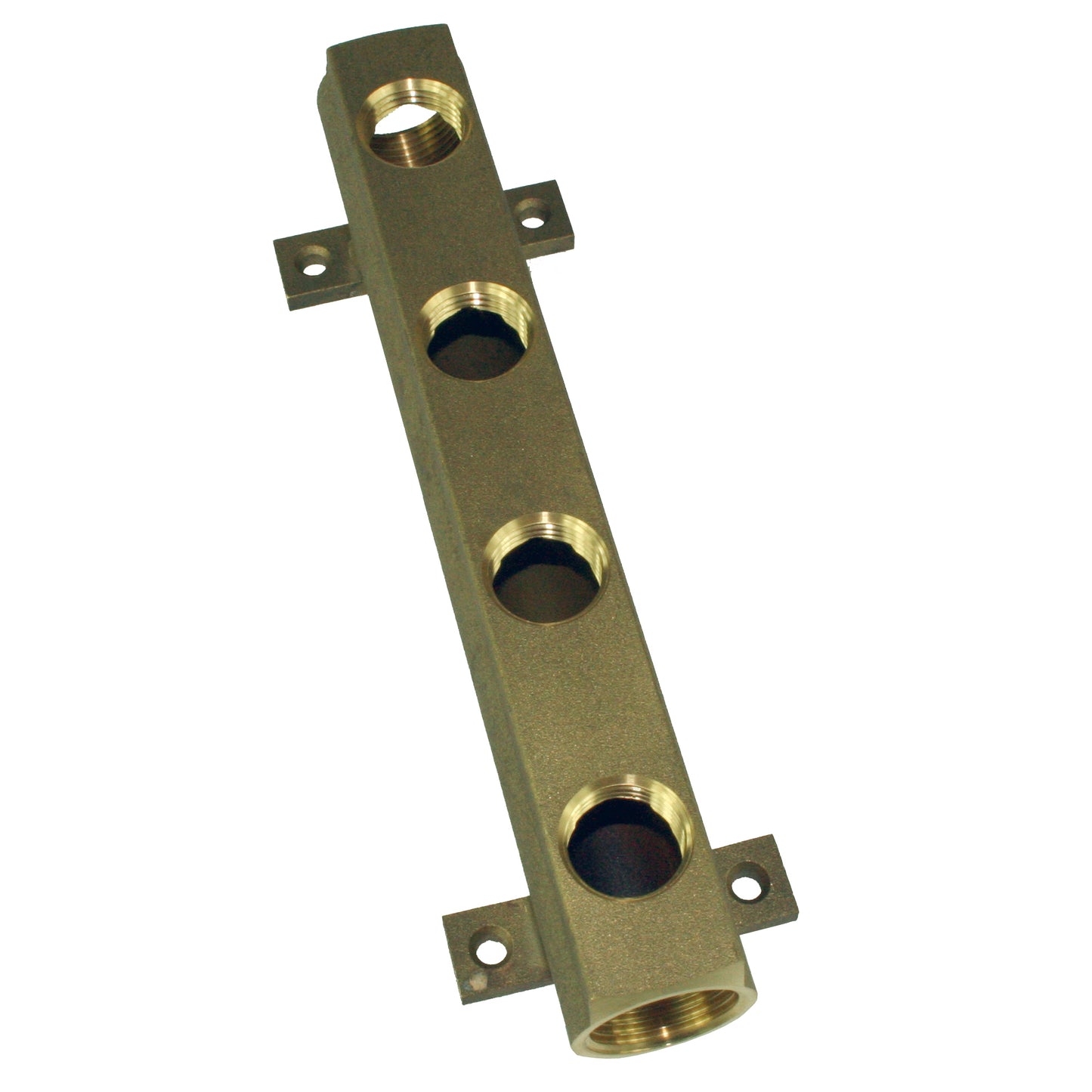 Manifold messing m/ hull, 2 x 3/4" og 4 x 1/2"