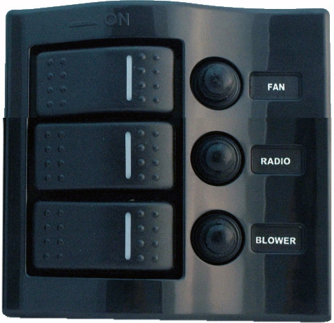 Sea-Dog Line Bryterpanel 3 brytere med aut.sikring, sort