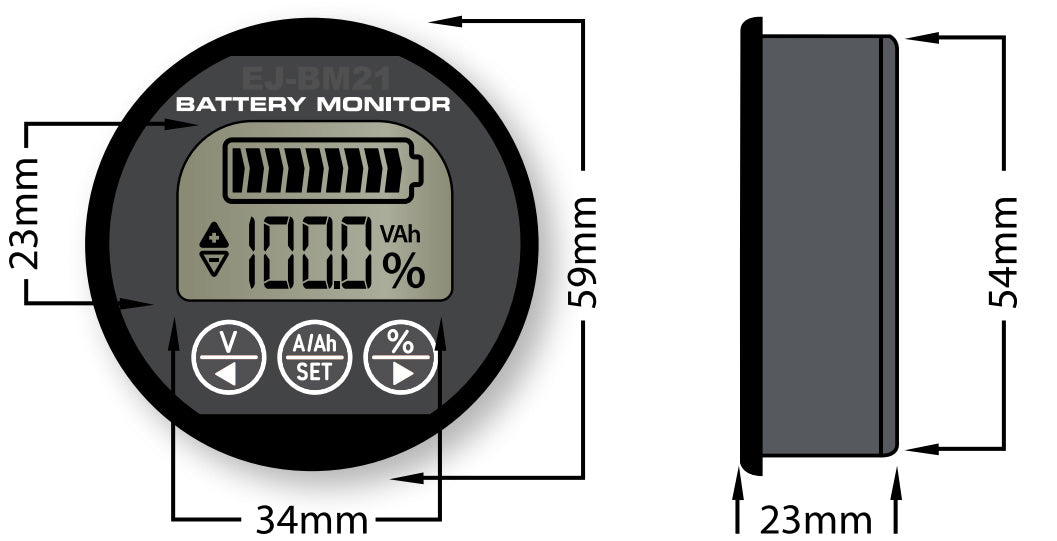 Batterimonitor Smart med LCD-display