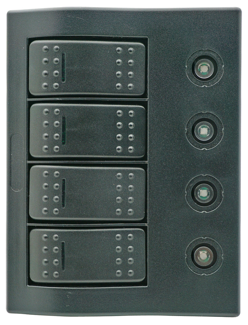 1852 Bryterpanel med sikringer og LED lys - 4 brytere