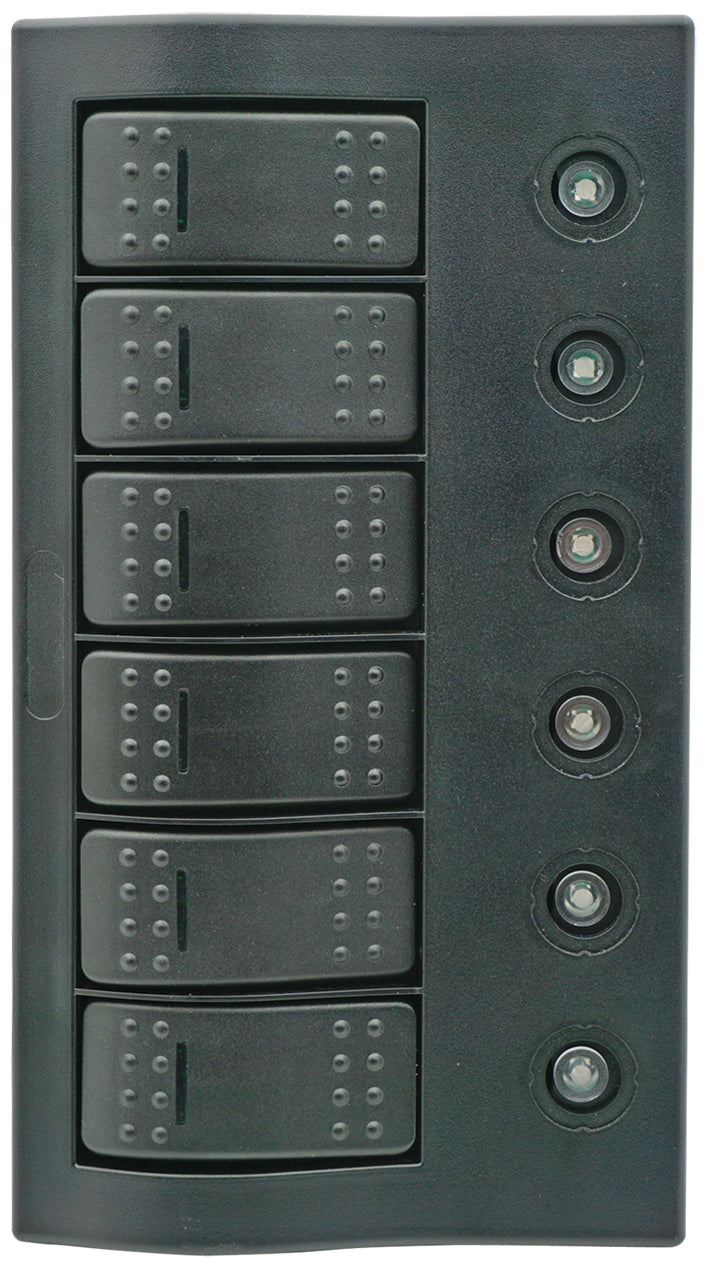 1852 Bryterpanel med sikringer og LED lys - 6 brytere