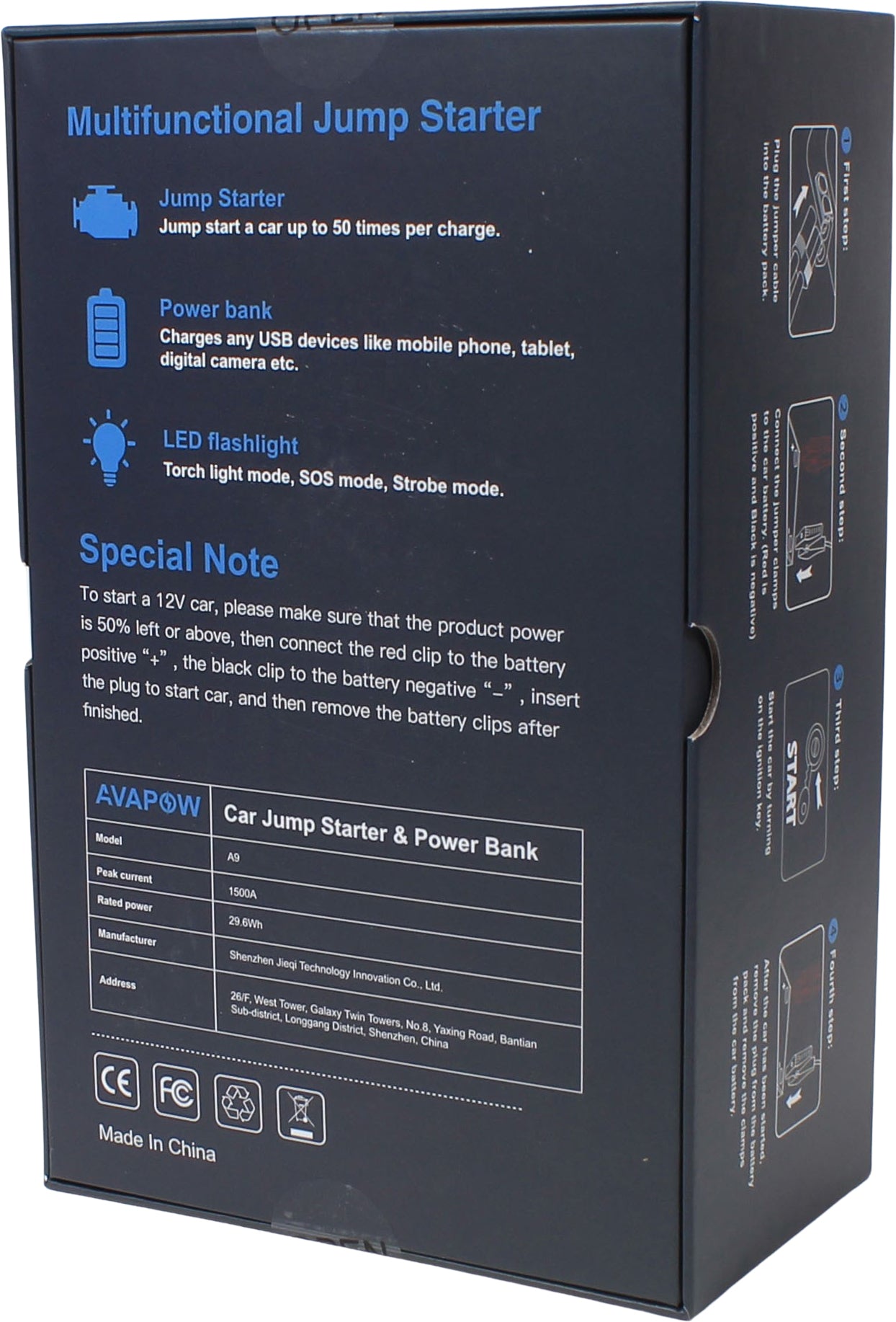 Avapow Jumpstarter A9 12V 1500 A 8000 mAh