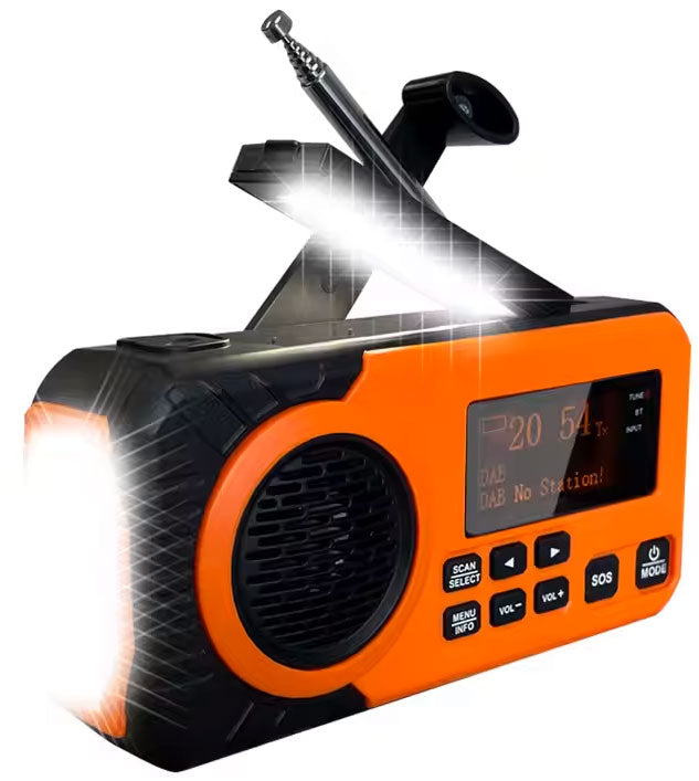 Nødradio DAB+/FM med sveiv og solcellepanel