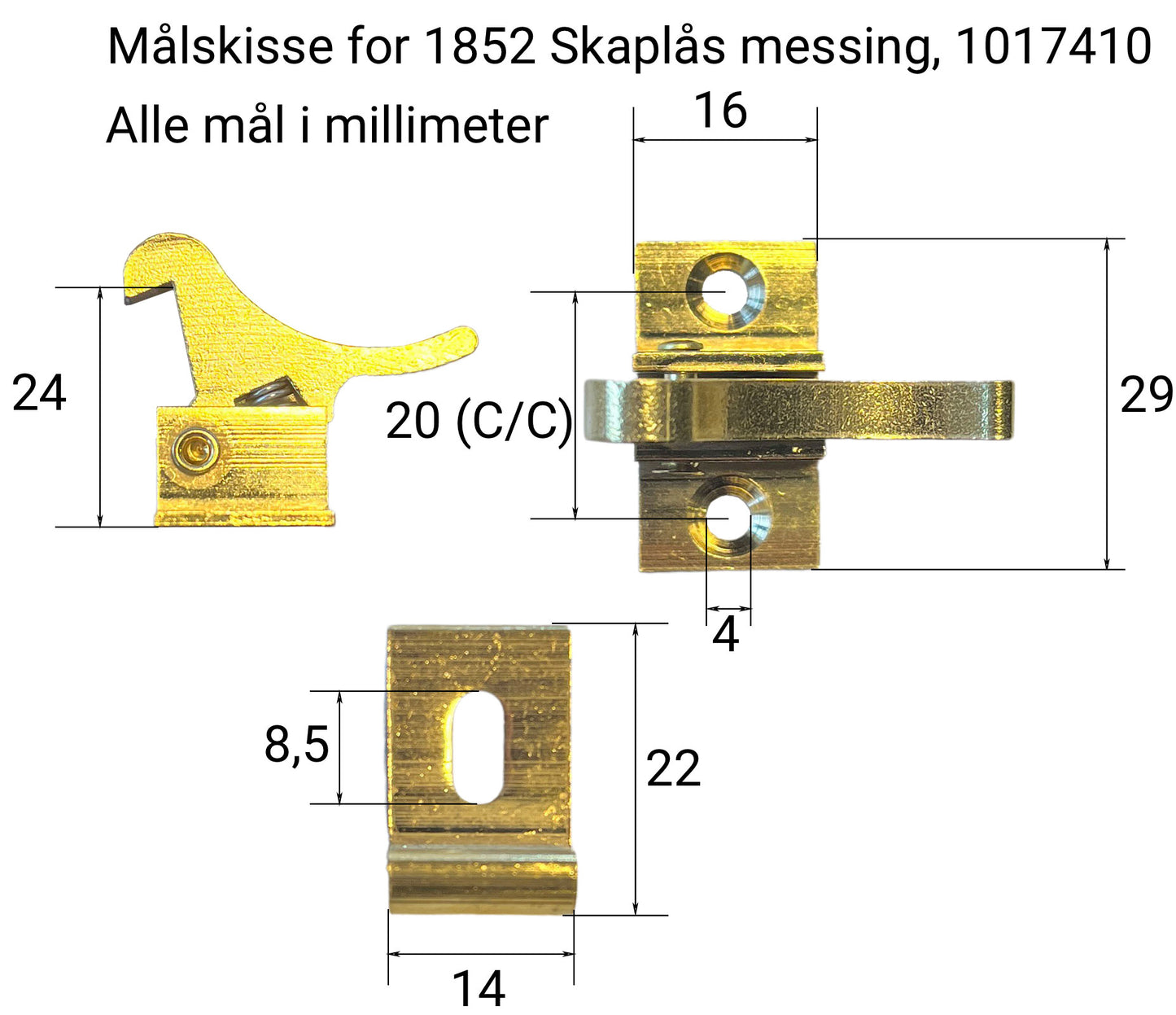 1852 Skaplås messing