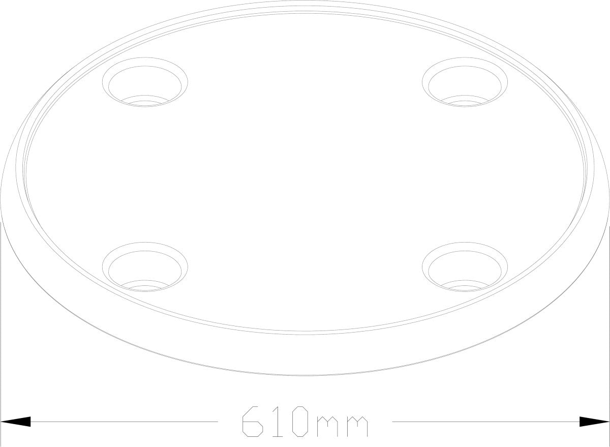 Bordplate, rund med 4 flaskeholdere