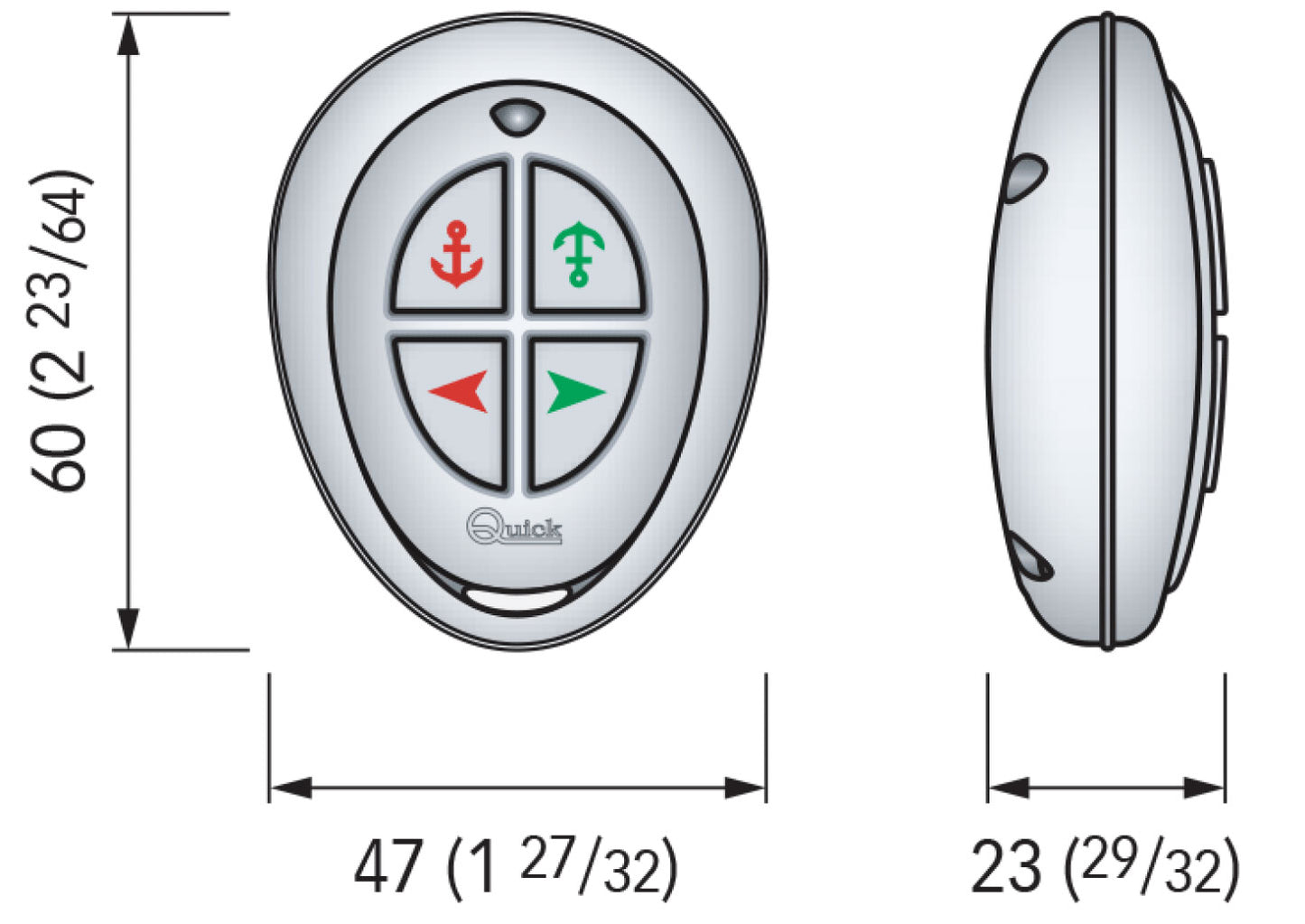 Quick RRC PW4+ fjernkontroll til ankervinsj og baugpropell