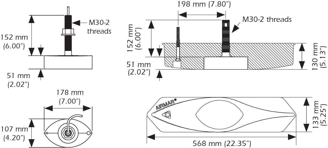Airmar B258 ekkoloddsvinger