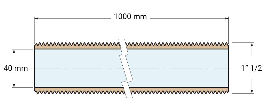 Guidi Gjenget rør messing 1 1/2"