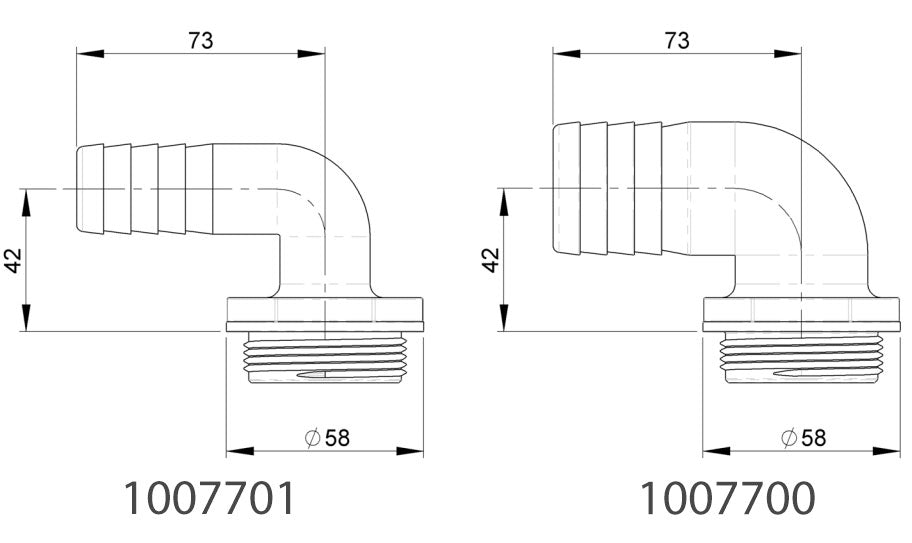 TruDesign Tank Fitting 90° slangestuss