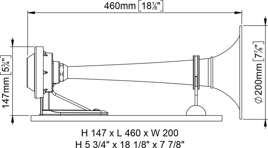 Signalhorn, godkjent med kompressor