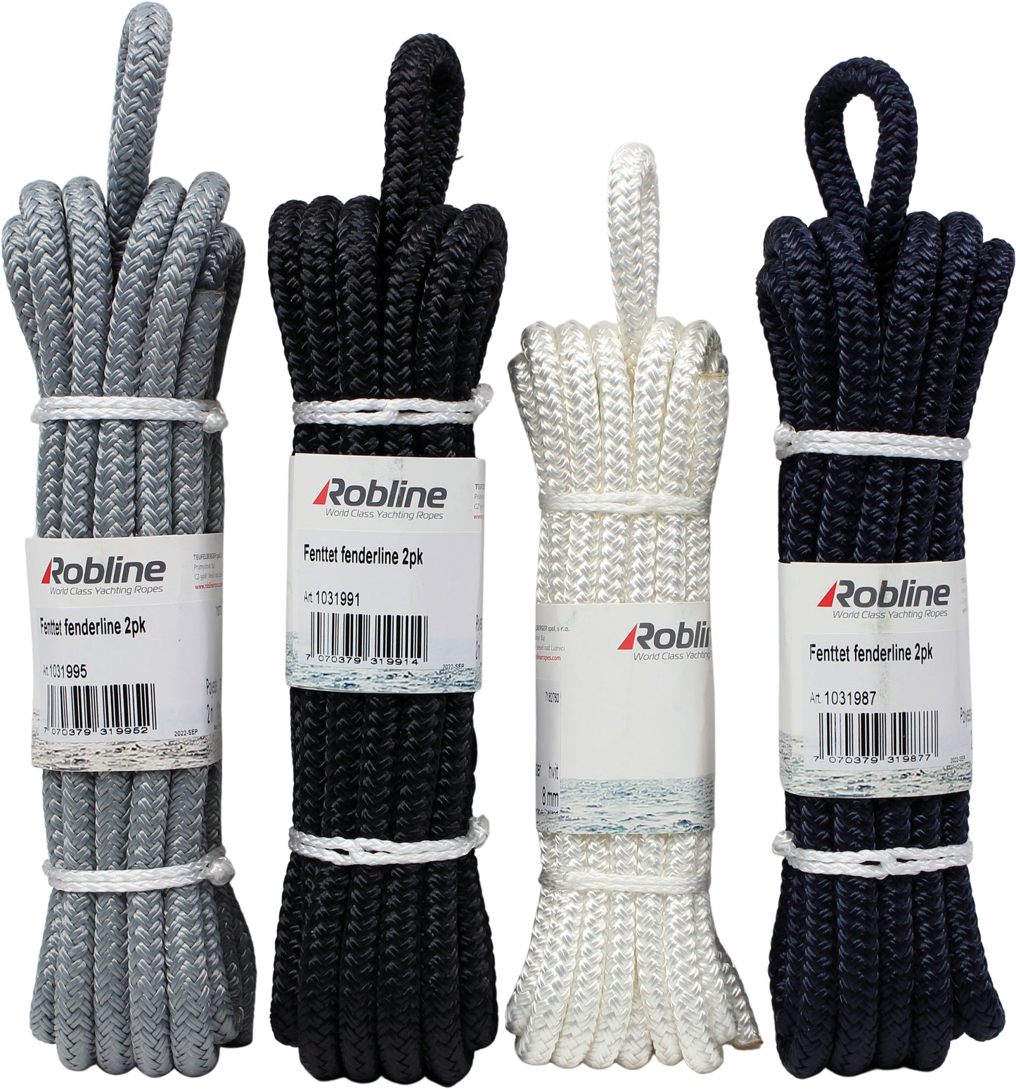 Robline Flettet fenderline 2-pk grå