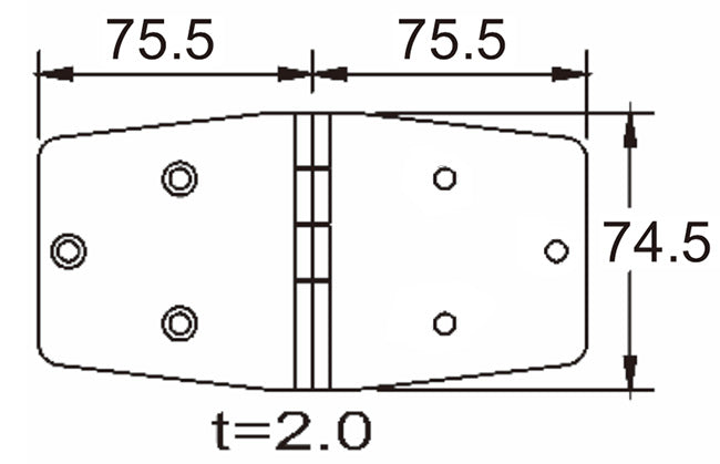 Hengsel syrefast polert 151 x 75 mm