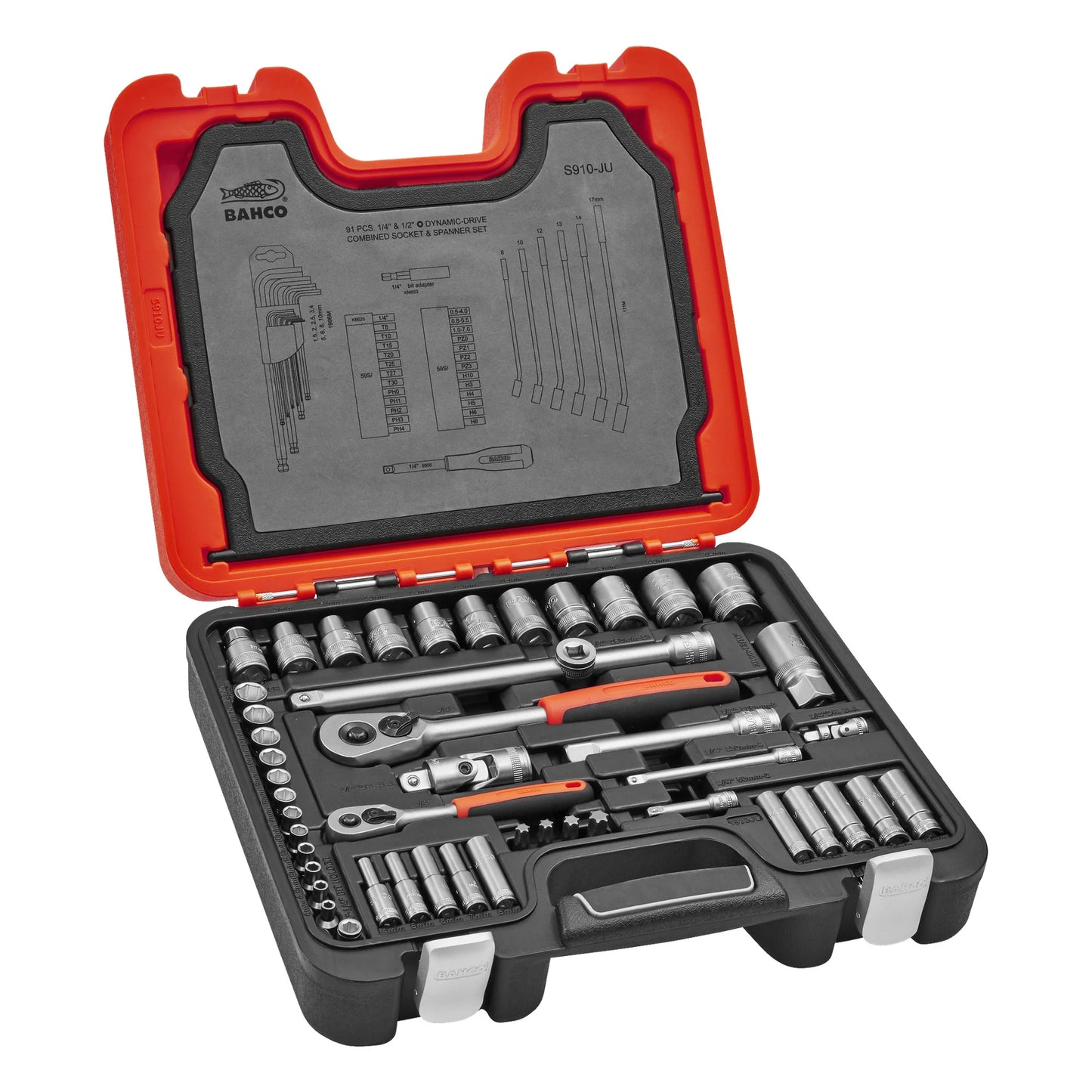 Pipenøkkelsett 91 deler 1/4"-1/2"