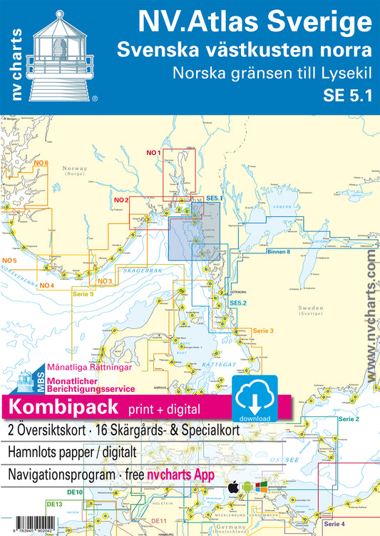 Kart kombi Atlas Sverige 5.1 - Västkusten Norra