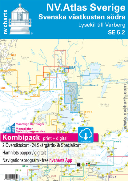 Kart kombi Atlas Sverige 5.2 - Västkusten Södra