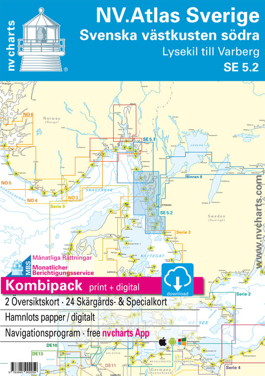 Kart kombi Atlas Sverige 5.2 - Västkusten Södra