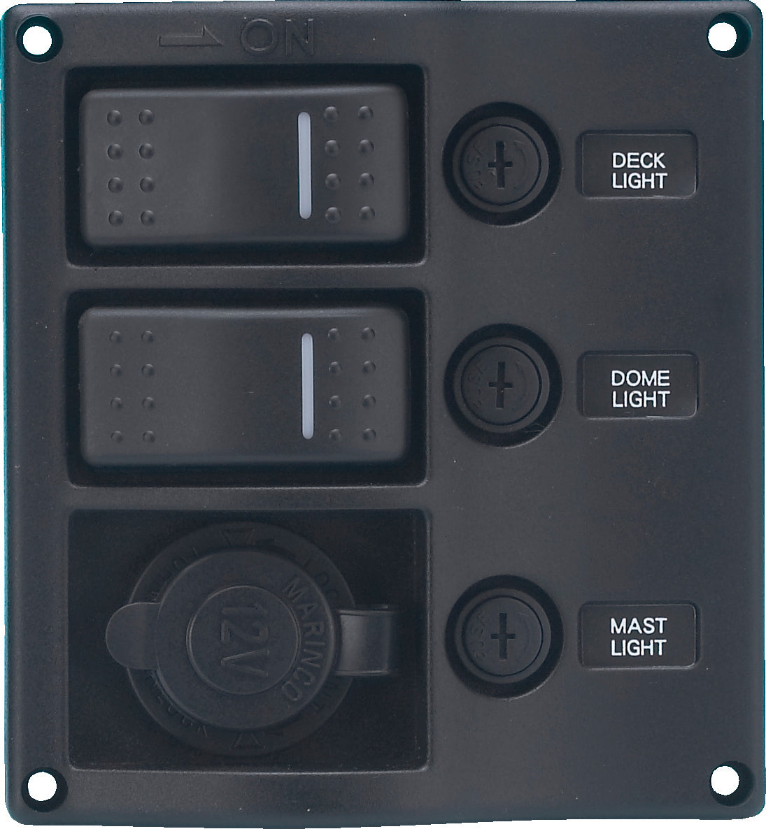 Sea-Dog Line Bryterpanel med aut.sikring, 12V uttak, sort