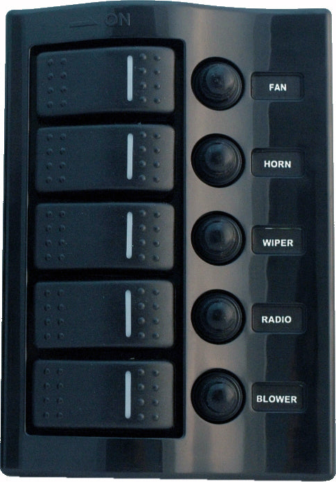 Sea-Dog Line Bryterpanel 5 brytere med aut.sikring, sort