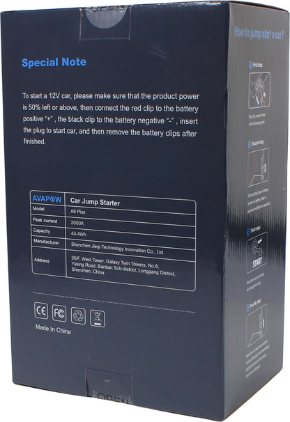 Avapow Jumpstarter A9 Plus 12V 2000 A 12000 mAh