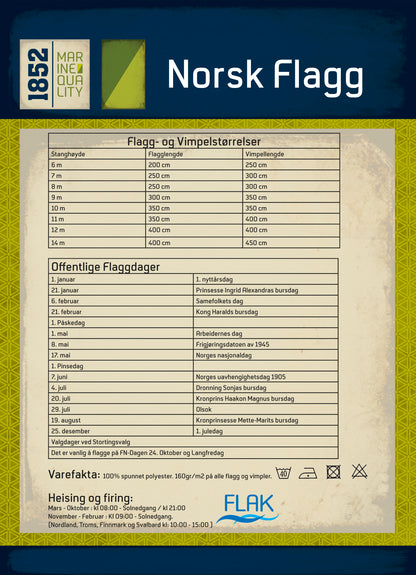 Norsk flagg til flaggstang, 400 cm