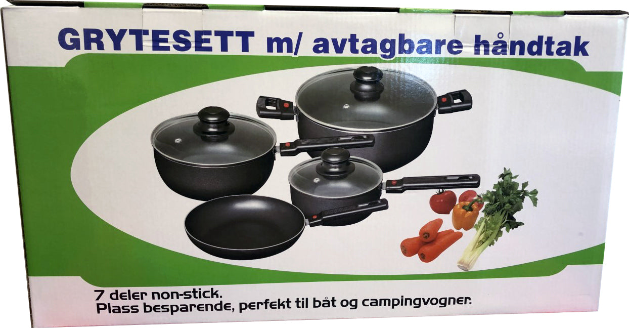 Grytesett m/avtakbare håndtak