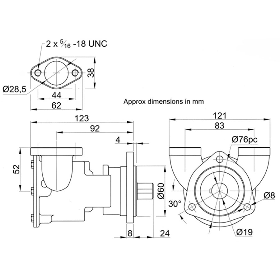 Impellerpumpe m/1" flens, 9700-01- Jabsco