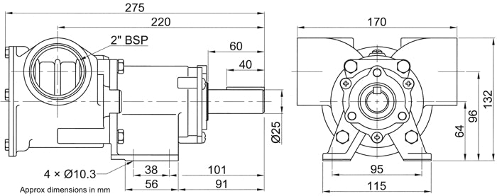 Jabsco Impellerpumpe 270 m/2" BSP-gjengeporter
