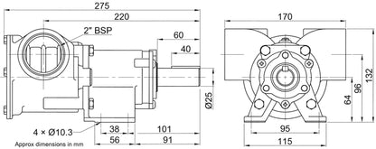 Jabsco Impellerpumpe 270 m/2" BSP-gjengeporter