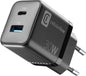 USB-C & USB-A lader 220V m/2 porter 30W+18W
