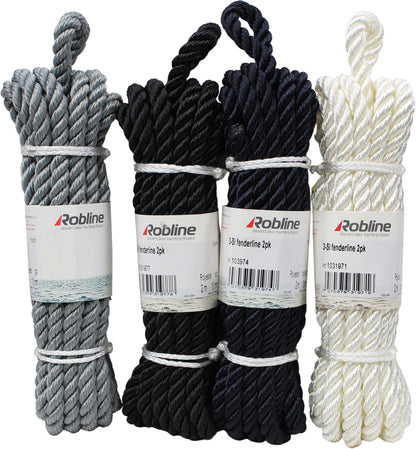 Robline 3-slått fenderline 2-pk grå