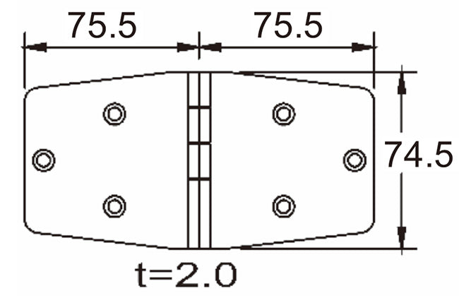 Hengsel syrefast 151 x 75 mm