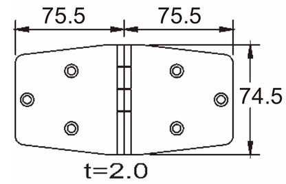 Hengsel syrefast 151 x 75 mm