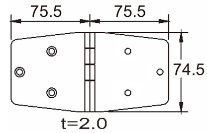 Hengsel syrefast polert 151 x 75 mm