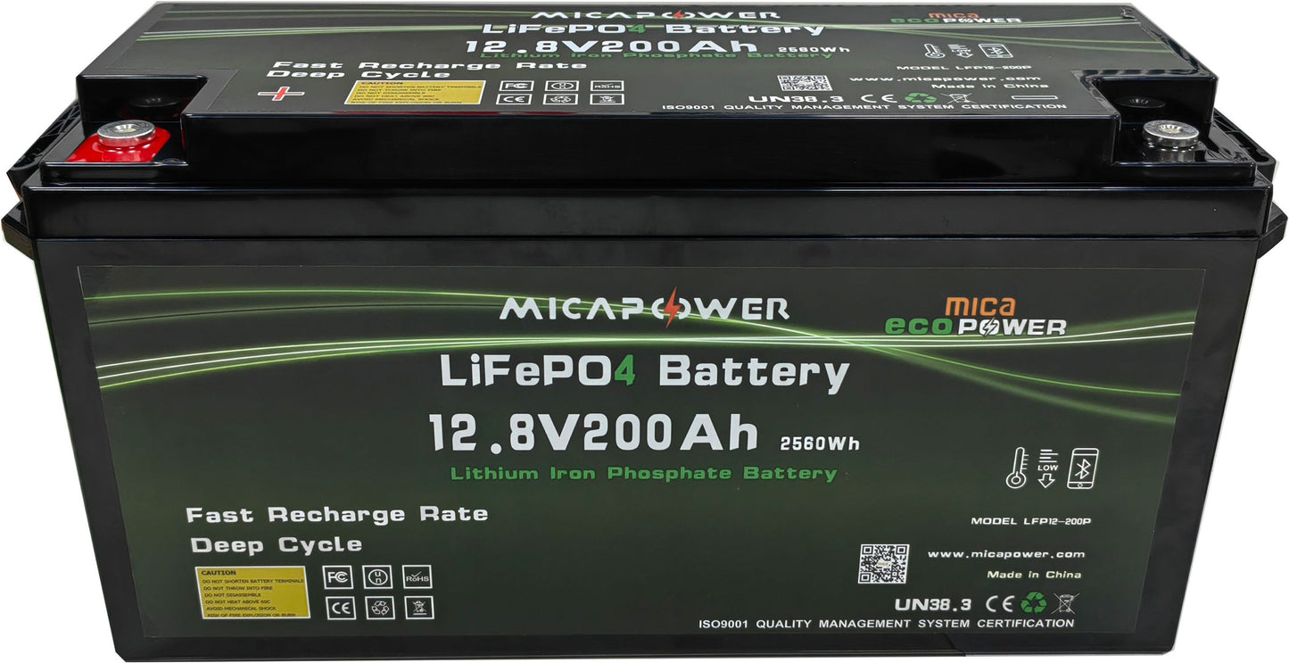 Mica Litiumbatteri PRO m/Bluetooth og varme 12,8V BMS