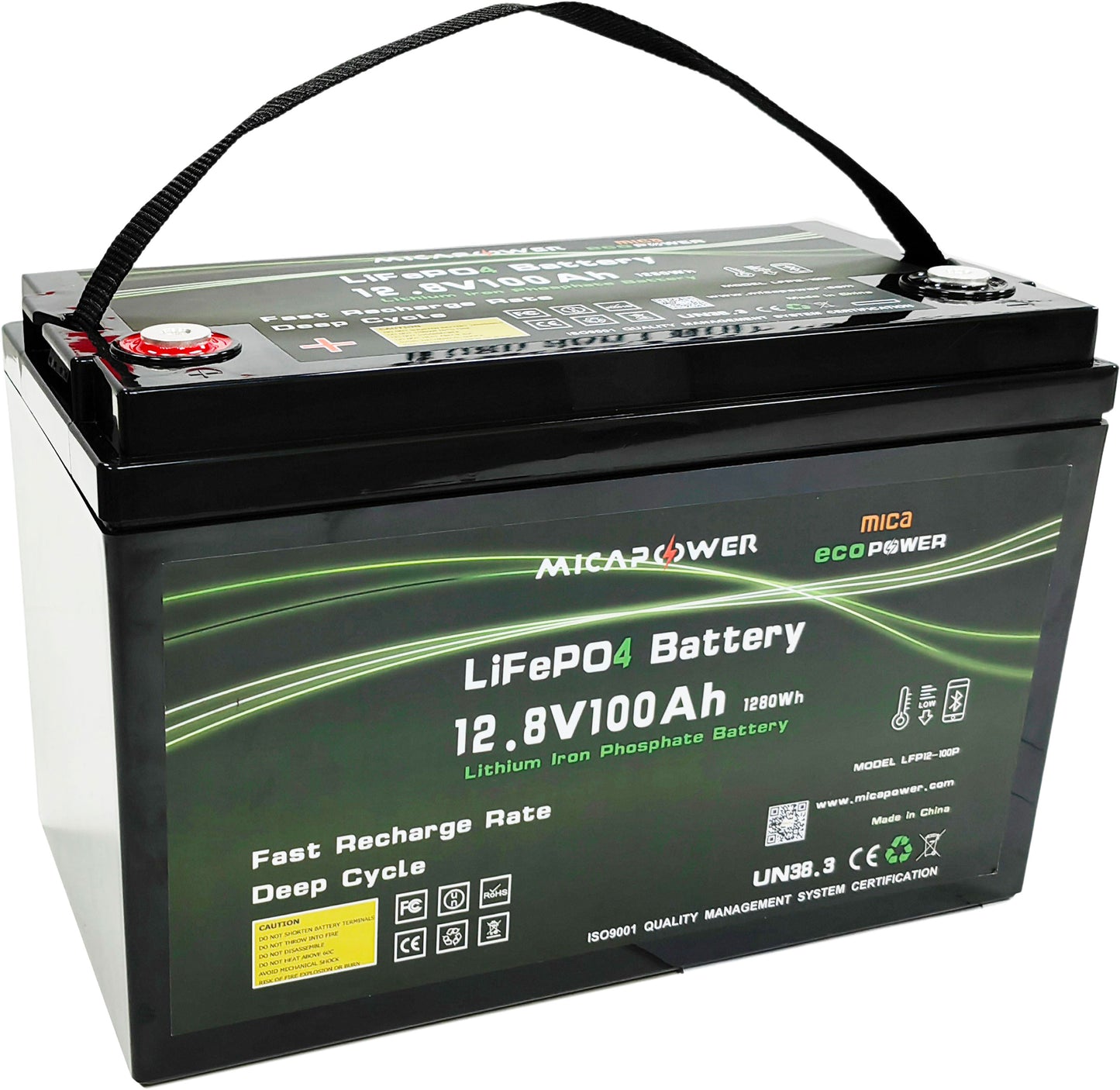 Mica Litiumbatteri PRO m/Bluetooth og varme 12,8V BMS