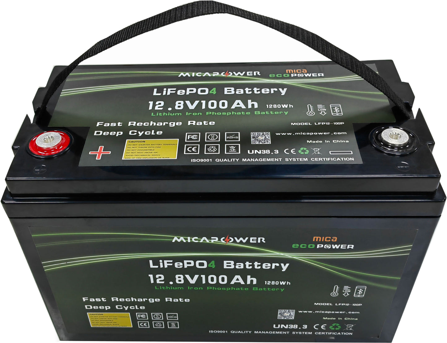 Mica Litiumbatteri PRO m/Bluetooth og varme 12,8V BMS