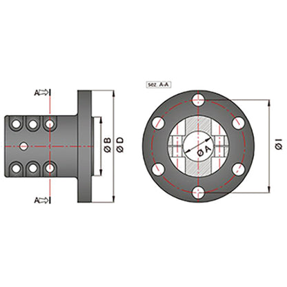 Klemflens for propeller aksel 6 bolter
