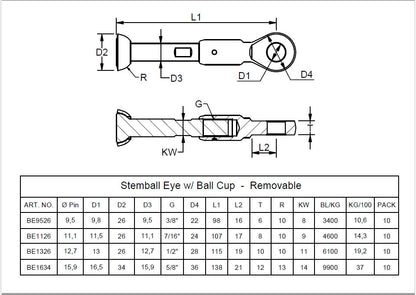 Blue Wave Stemball eye m/ avtagbar ball cup